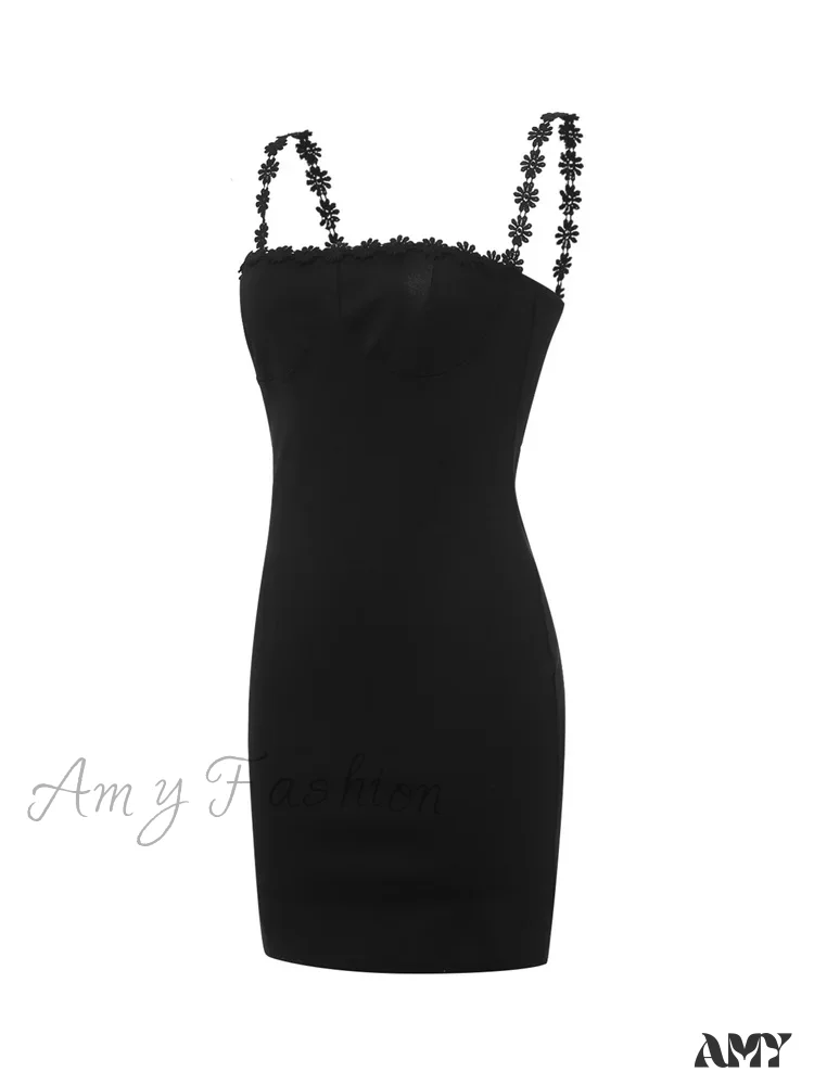 Amy Fashion - Low Cut Party Clubwear Sexy Flowers Strap Patchwork Mini Dress - Image 5