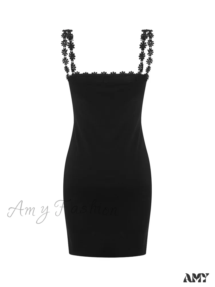 Amy Fashion - Low Cut Party Clubwear Sexy Flowers Strap Patchwork Mini Dress - Image 6