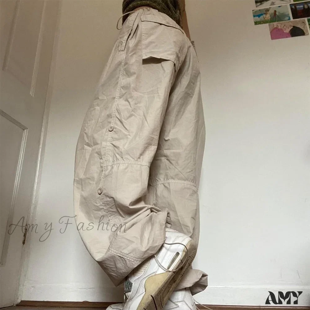 Amy Fashion - Low Waist Loose Sweatpants Vintage Parachute Pants - Image 3