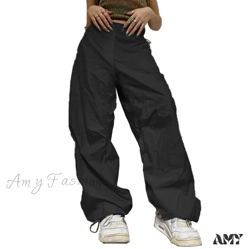 Amy Fashion - Low Waist Loose Sweatpants Vintage Parachute Pants - Image 4
