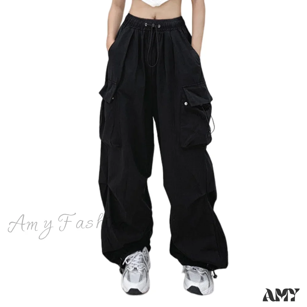 Amy Fashion - Low Waist Loose Sweatpants Vintage Parachute Pants - Image 7