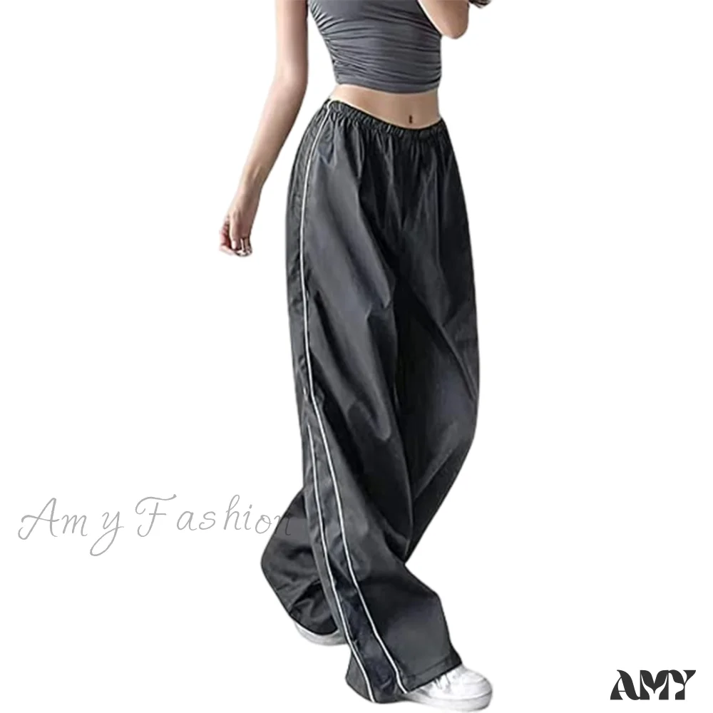 Amy Fashion - Low Waist Loose Sweatpants Vintage Parachute Pants - Image 9