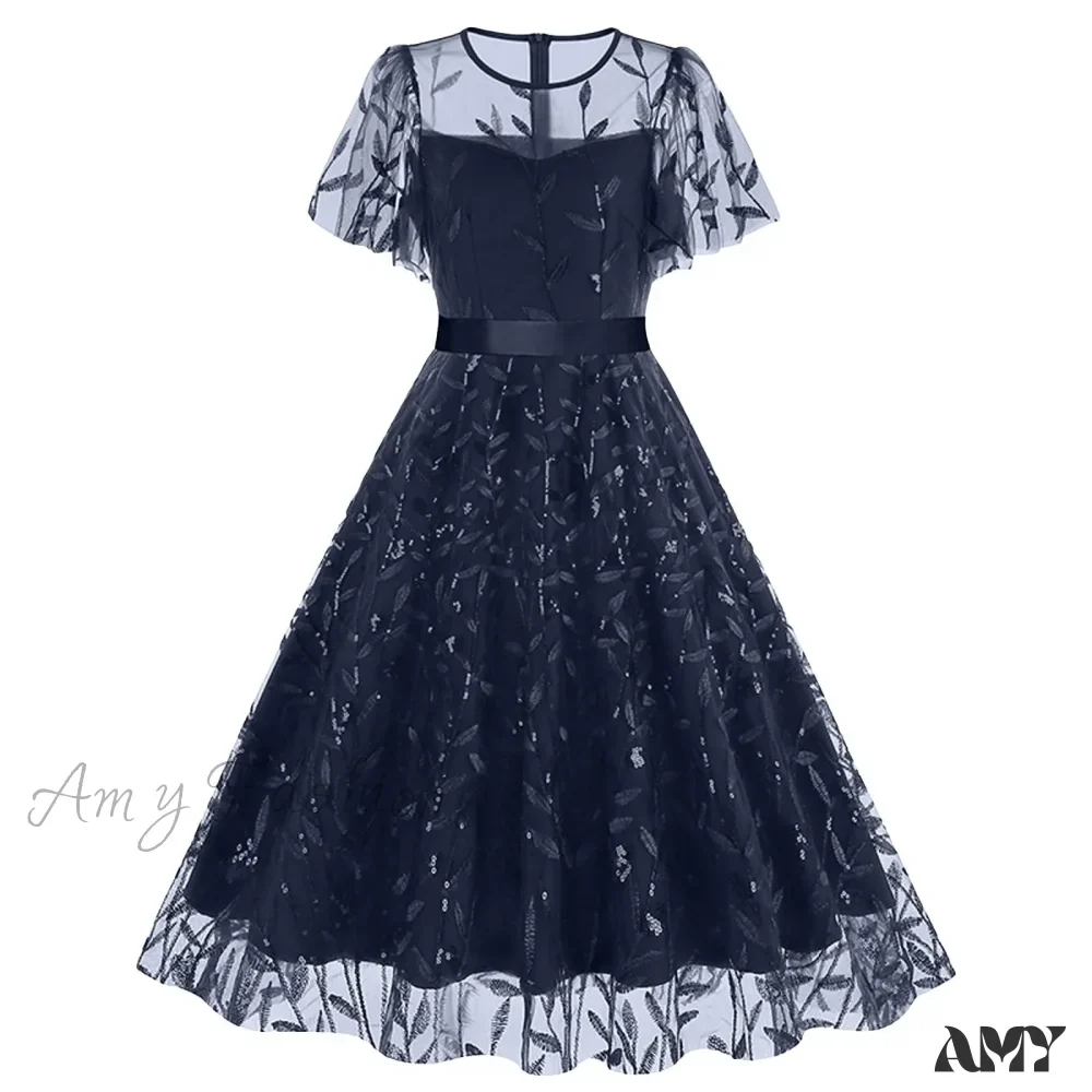 Luxury Deep V-Neck High-Waisted Lace-Up Formal Cocktail Evening Dress - Image 4