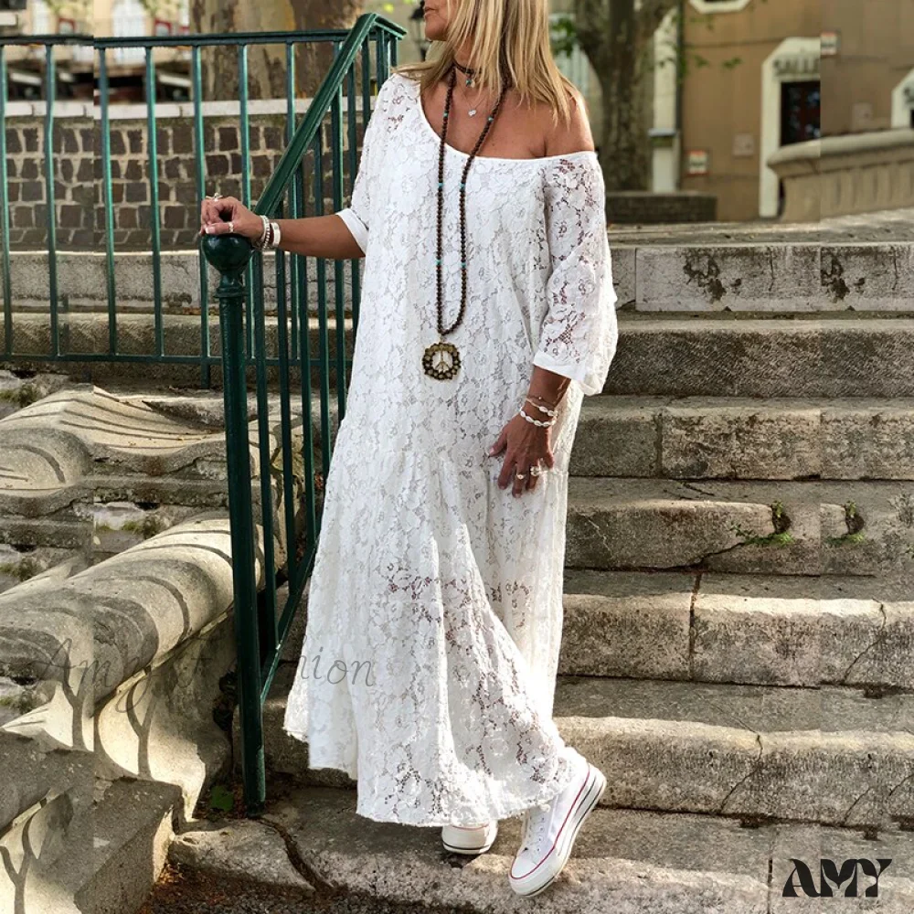 Amy Fashion - Maxi Long Summer O Neck Dress