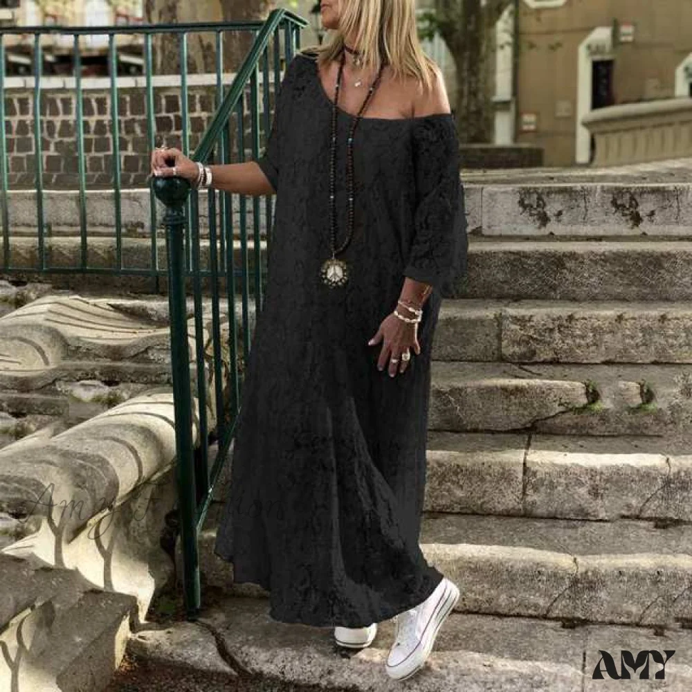 Amy Fashion - Maxi Long Summer O Neck Dress - Image 2