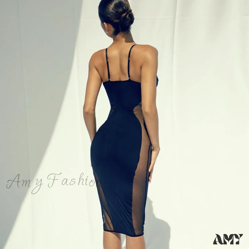 Amy Fashion - Mesh Skinny Clubwear Lady Vintage Bodycon Dress - Image 2