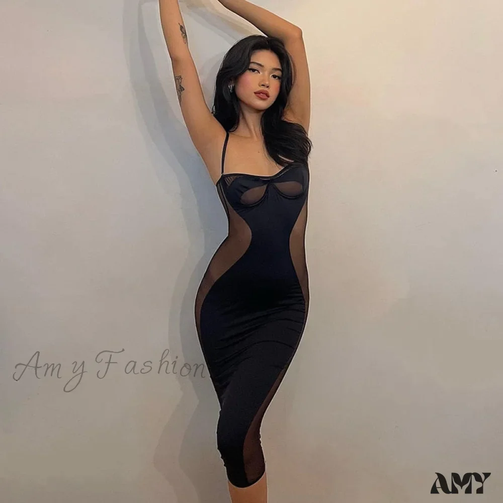 Amy Fashion - Mesh Skinny Clubwear Lady Vintage Bodycon Dress - Image 3