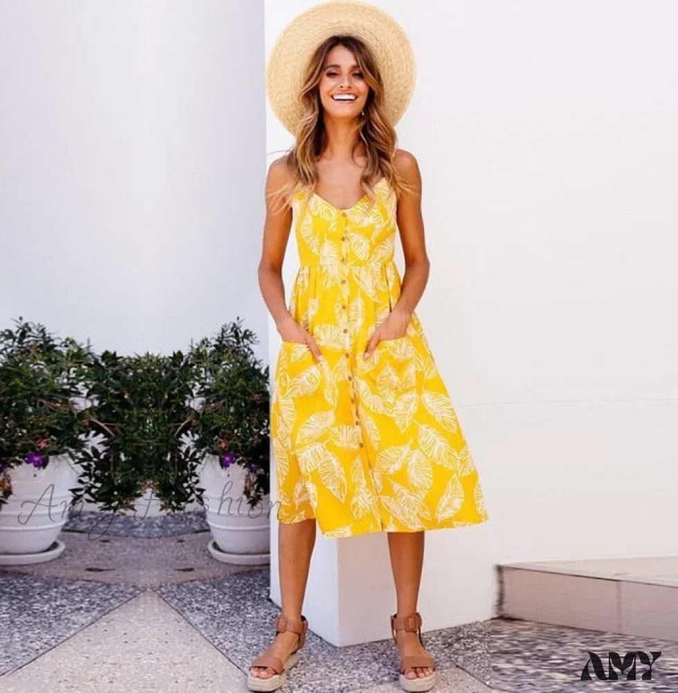 Amy Fashion - Midi Button Backless Polka Dot Striped Dress - Image 19