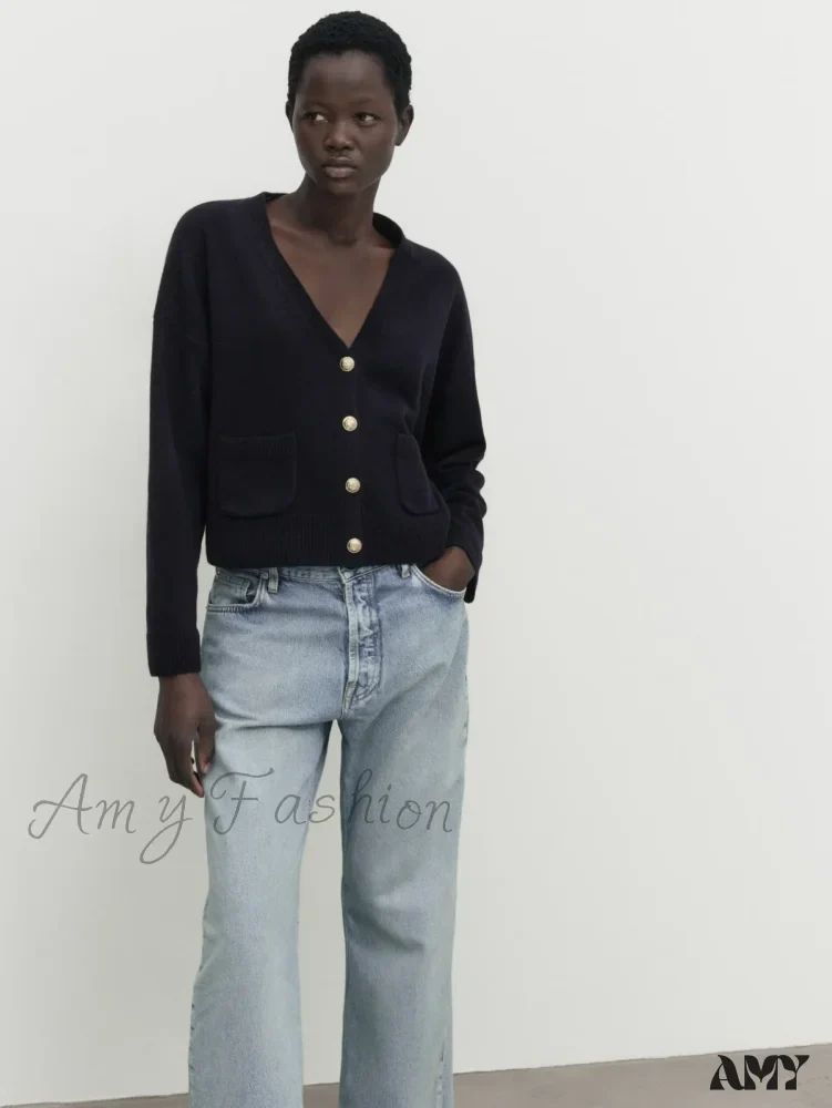 Minimalist Casual Blend V-neck Stylish Elegant Comfortable Chic Soft Cardigan - Image 2