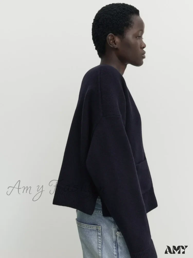 Minimalist Casual Blend V-neck Stylish Elegant Comfortable Chic Soft Cardigan - Image 3