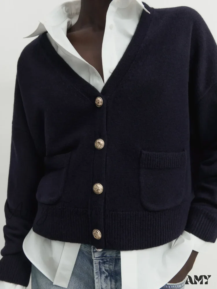Minimalist Casual Blend V-neck Stylish Elegant Comfortable Chic Soft Cardigan - Image 5