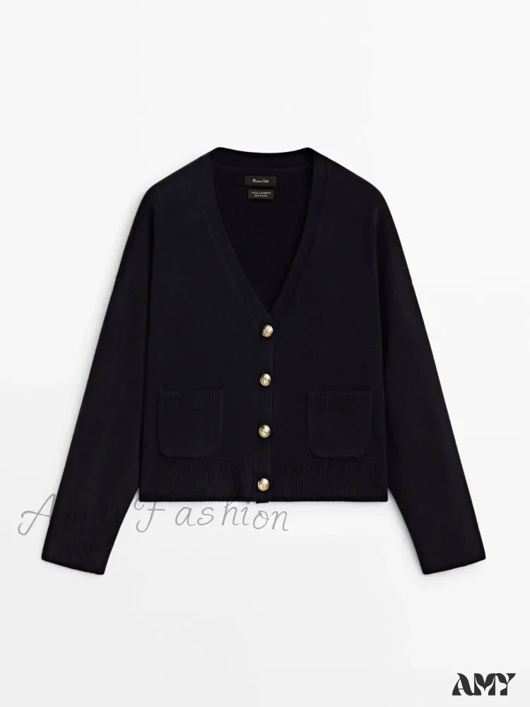 Minimalist Casual Blend V-neck Stylish Elegant Comfortable Chic Soft Cardigan - Image 7