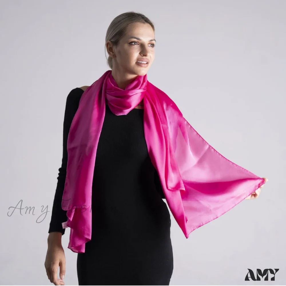 Minimalist Sun Protection Silk Summer Ice Silk Solid High-End Elegant Scarf - Image 4