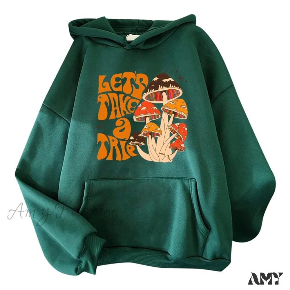 Amy Fashion - Colorfulful Mushroom Print Hoody Pullover - Image 3