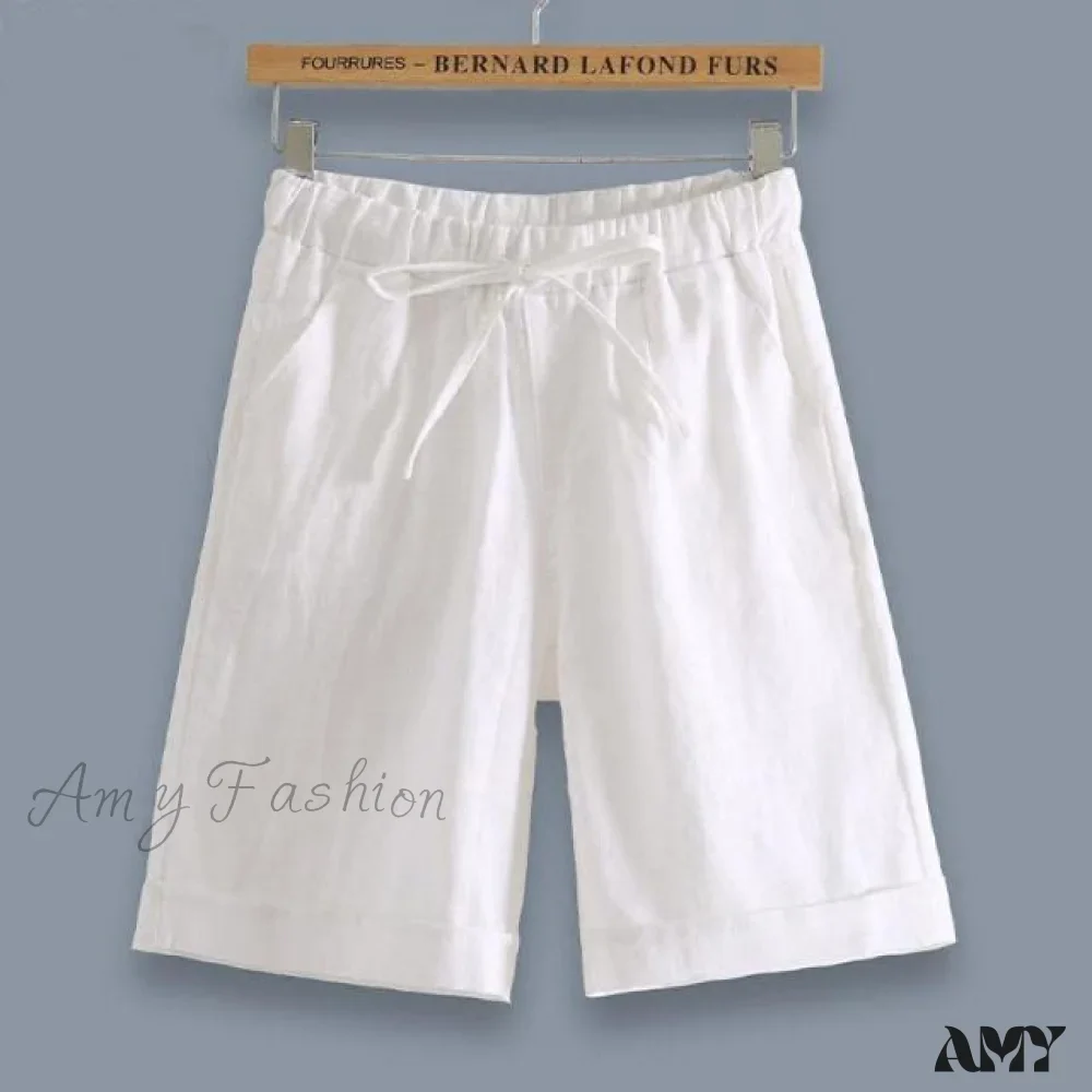 Amy Fashion - Fashion Elastic Waist Loose Shorts - Image 4