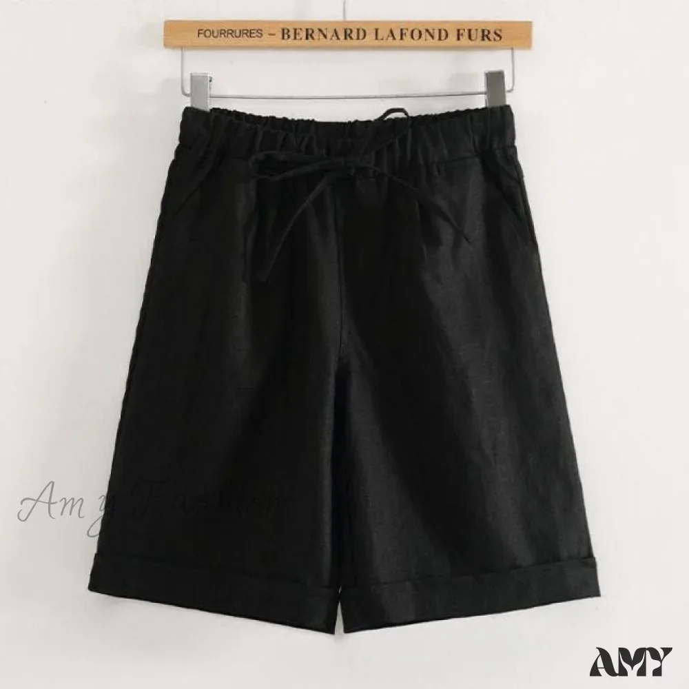 Amy Fashion - Fashion Elastic Waist Loose Shorts - Image 5