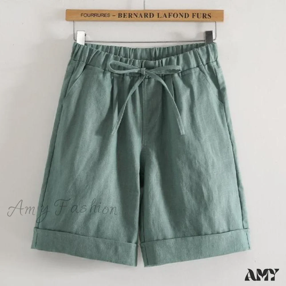 Amy Fashion - Fashion Elastic Waist Loose Shorts - Image 6