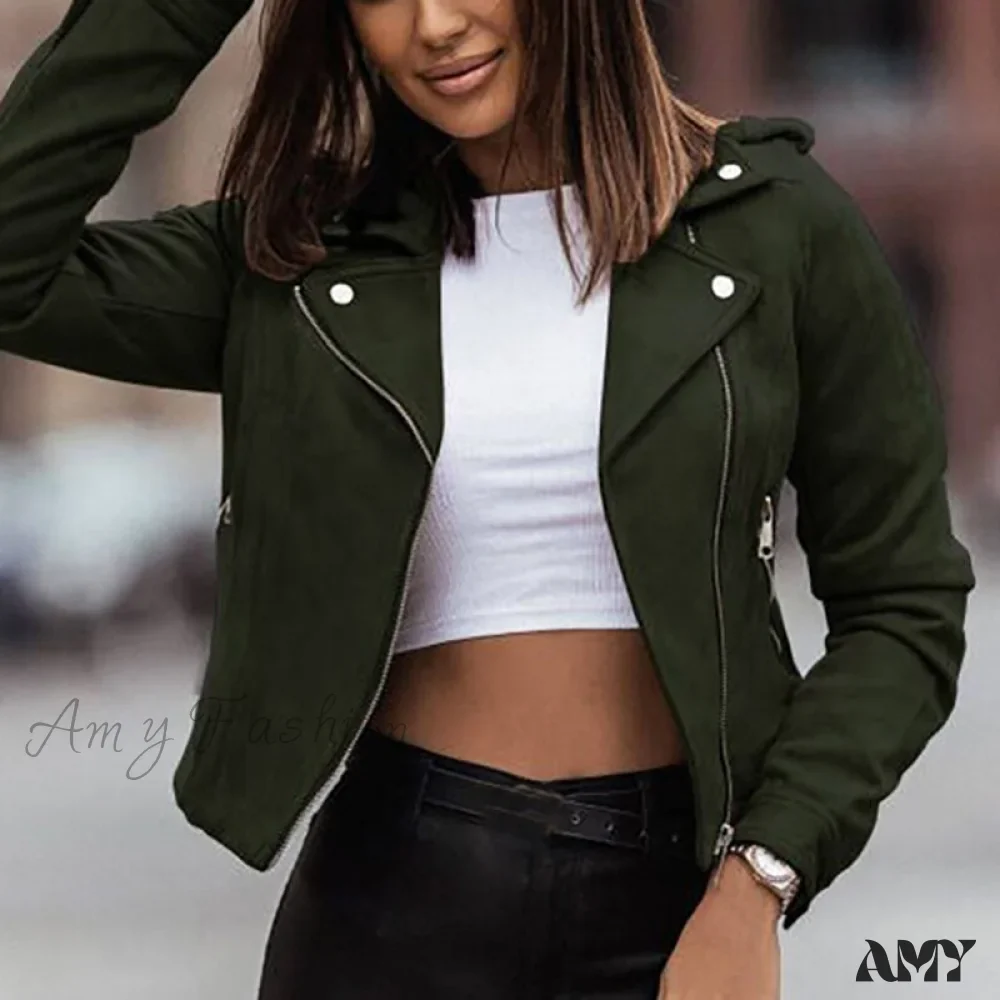 Amy Fashion - Leather Street Wear Zipper Casual Coats - Image 7