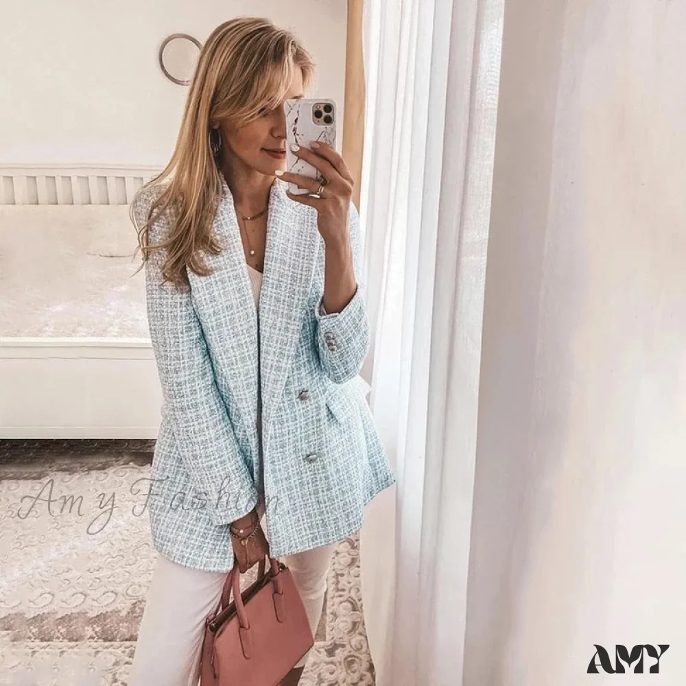 Amy Fashion - Vintage Office Lady Tweed Blazer - Image 3