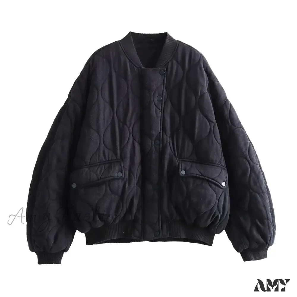 New Fashion Spliced Cotton Loose Bomber Retro Long Sleeve With Pockets Coat - Image 6