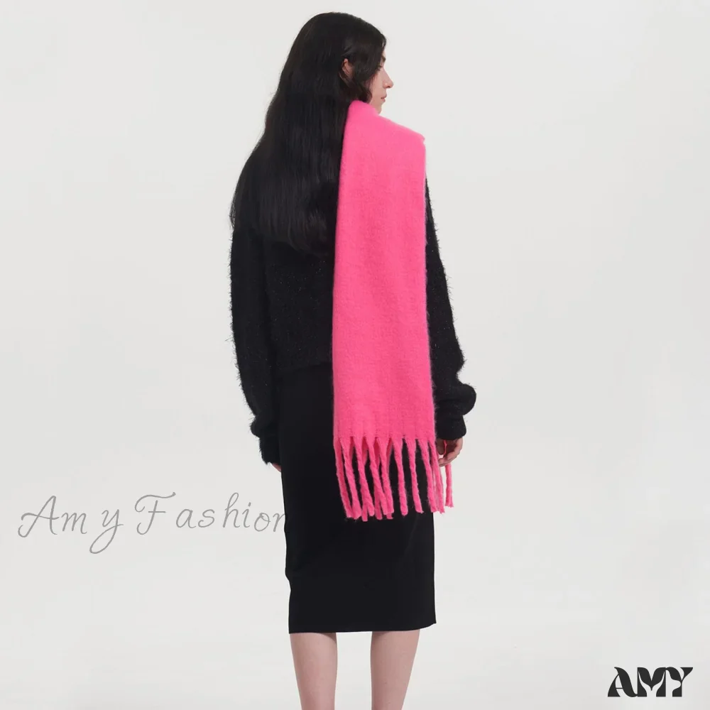 New Fashion Thick Warm Two-Tone Cozy Fringe Stylish Scarf - Image 4