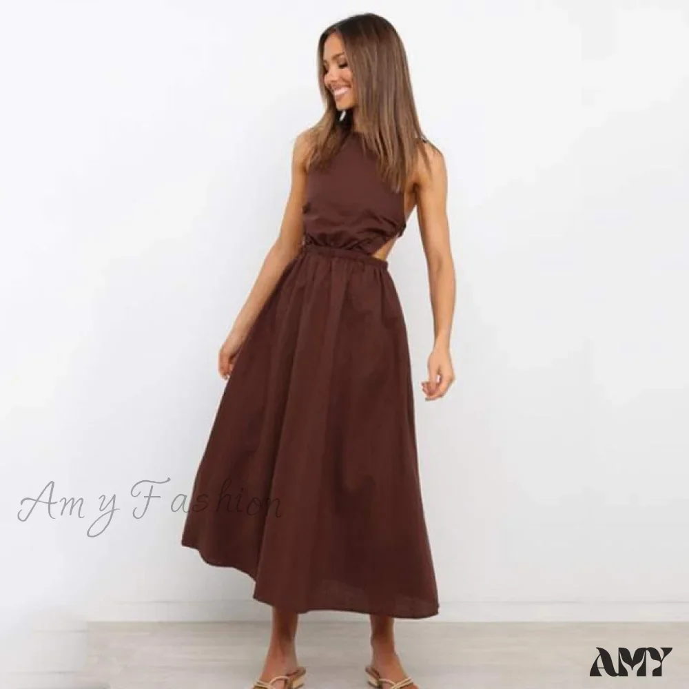 Amy Fashion - Slip Black Backless Vintage Elegant Party Maxi Dress - Image 3