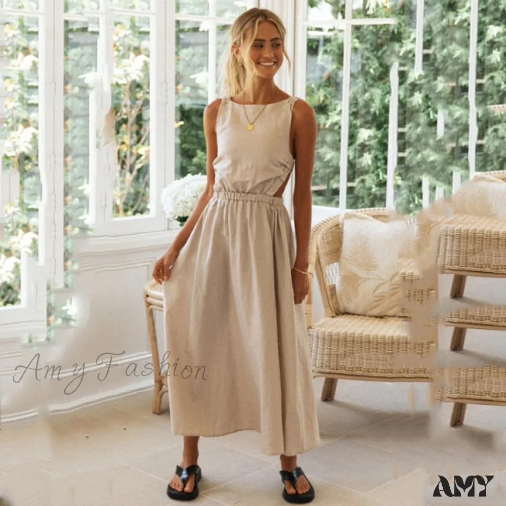 Amy Fashion - Slip Black Backless Vintage Elegant Party Maxi Dress - Image 8