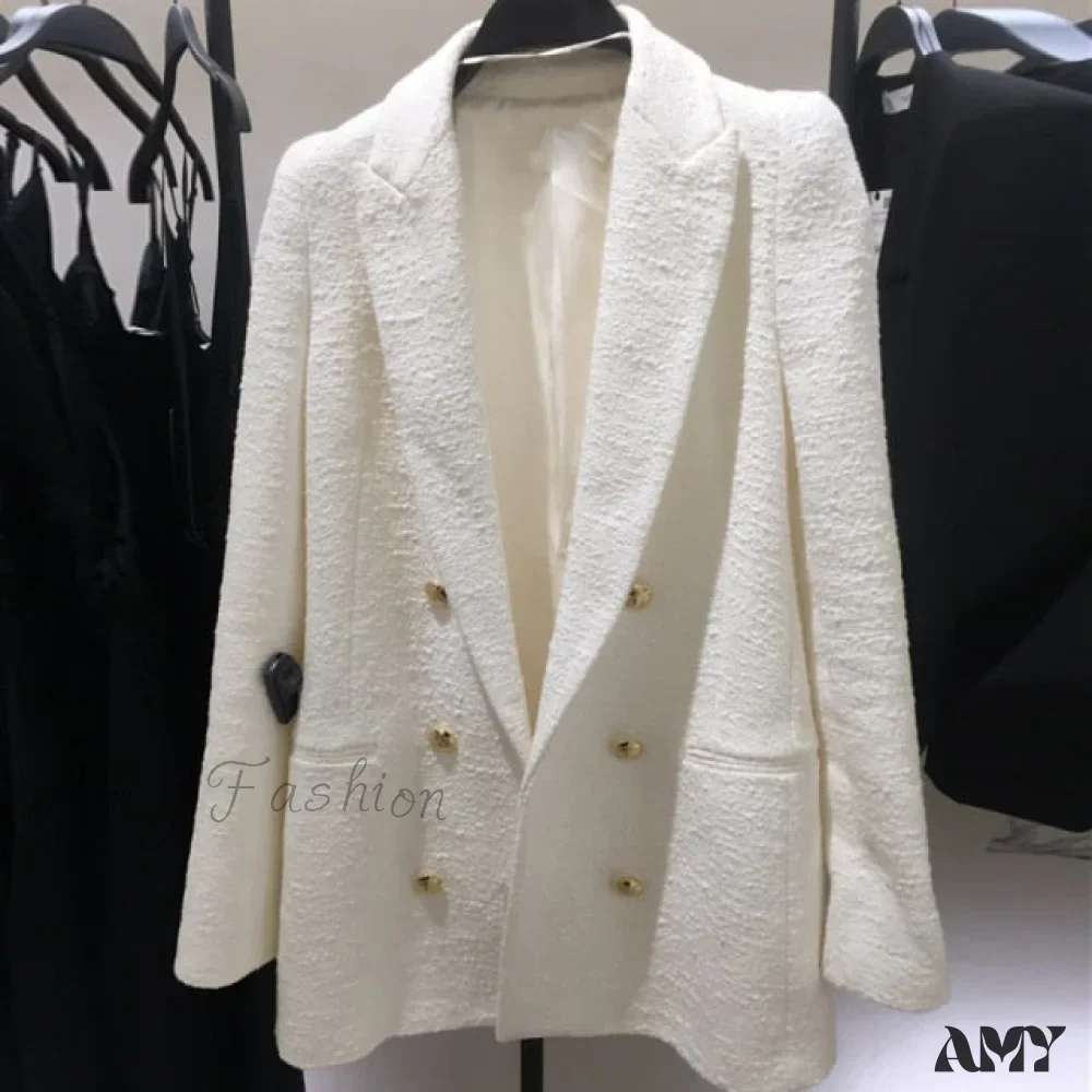 Amy Fashion - Vintage Tweed Chic Button Blazers - Image 5