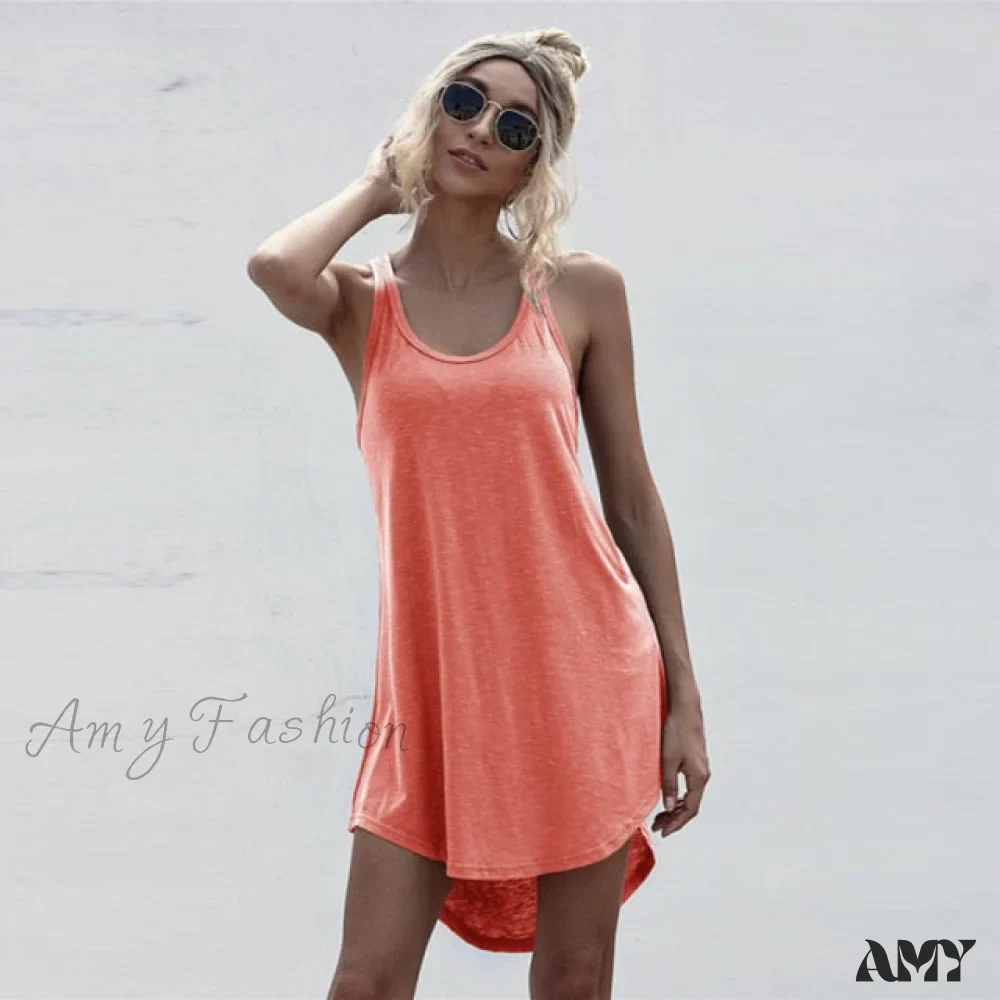 Amy Fashion - Off Shoulder Asymmetrical Cotton Mini Dress - Image 11