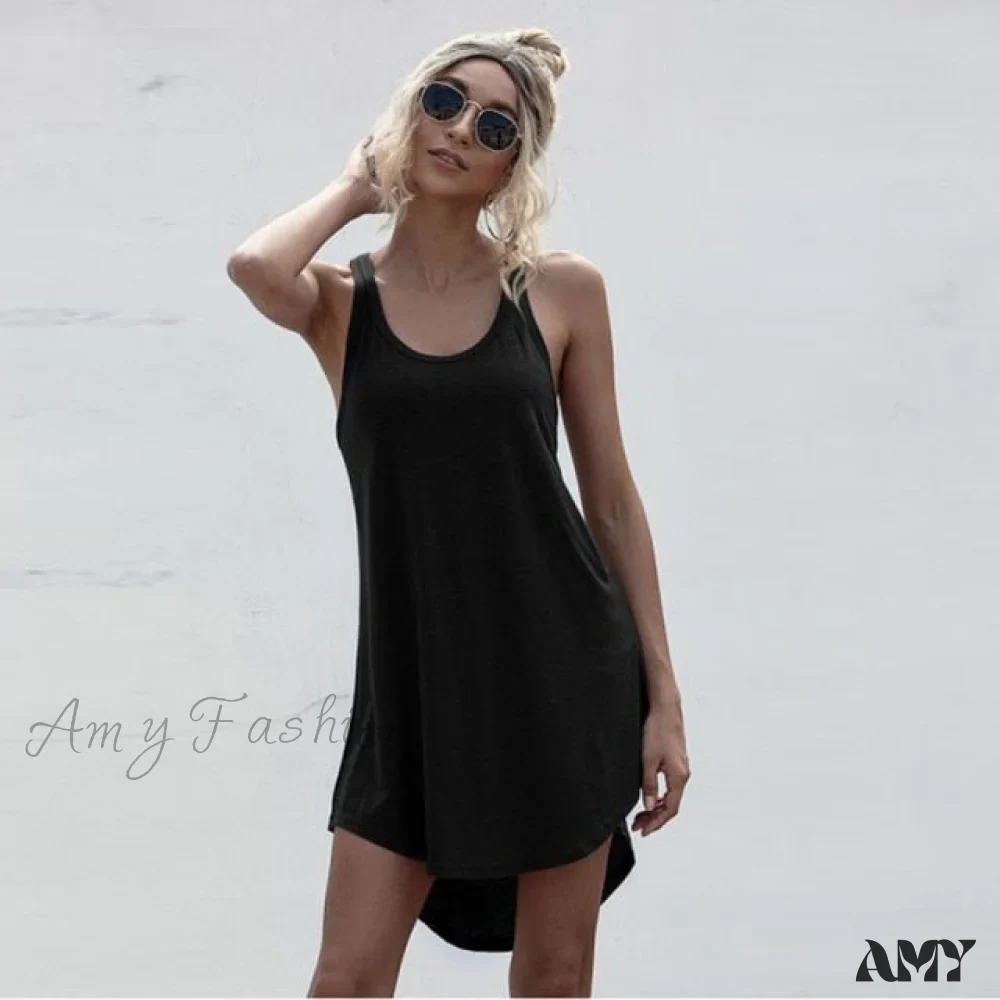 Amy Fashion - Off Shoulder Asymmetrical Cotton Mini Dress - Image 12
