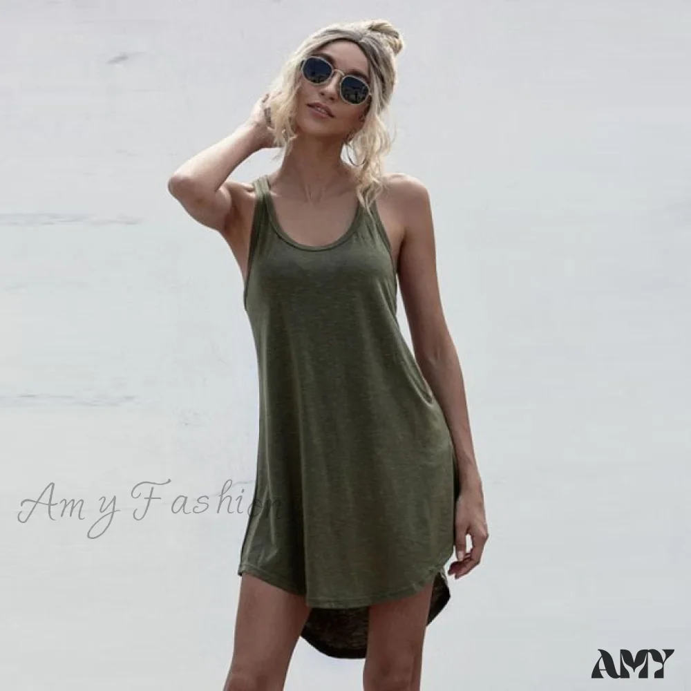 Amy Fashion - Off Shoulder Asymmetrical Cotton Mini Dress - Image 3