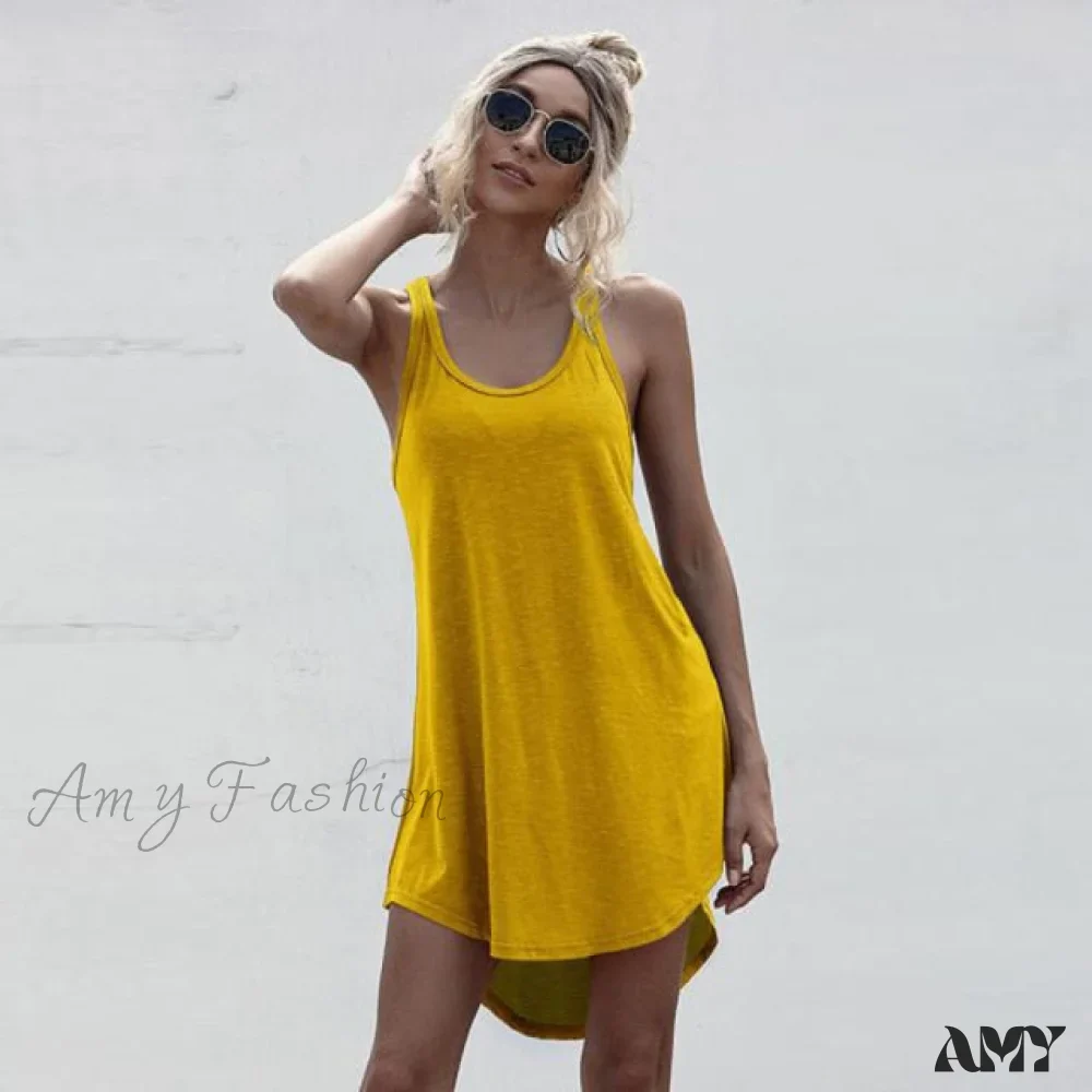Amy Fashion - Off Shoulder Asymmetrical Cotton Mini Dress - Image 4