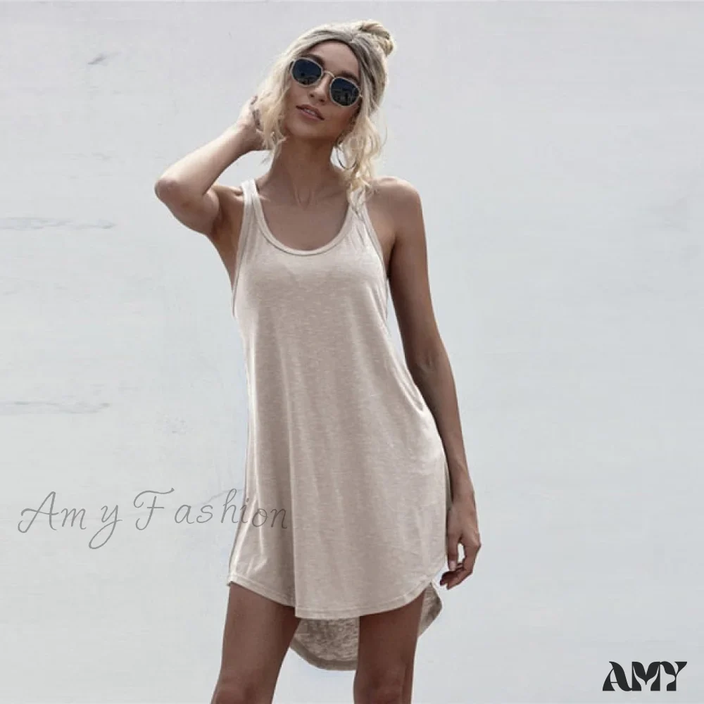 Amy Fashion - Off Shoulder Asymmetrical Cotton Mini Dress - Image 6