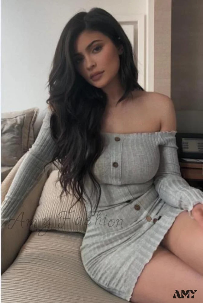Amy Fashion - Long Sleeve Sexy Slash Neck Bodycon Dresses - Image 3