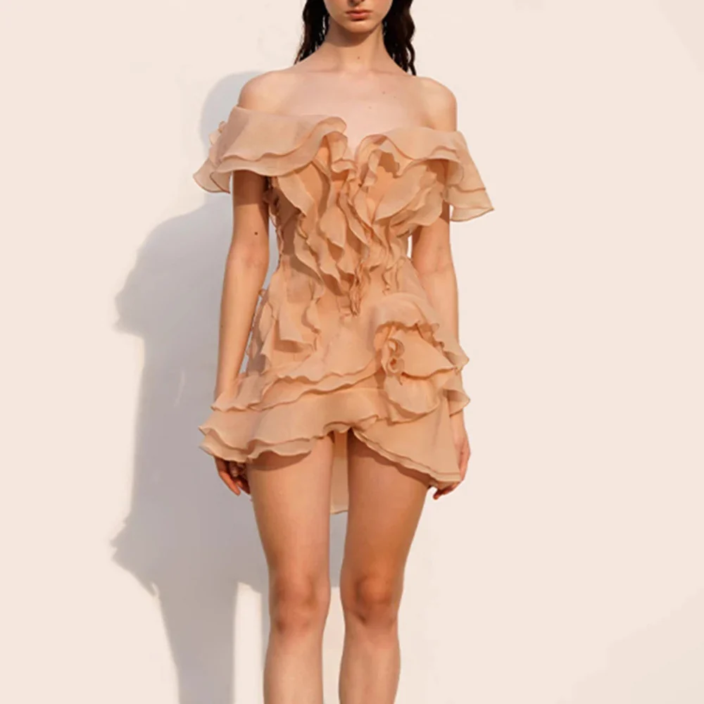Off Shoulder Ruffle Spliced Floral Dress - Image 5