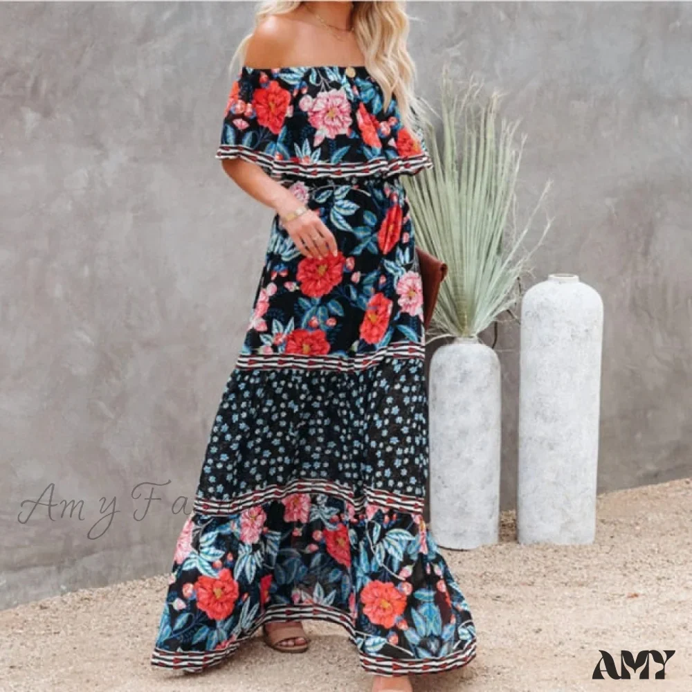 Amy Fashion - Long Floral Print Casual Elegant Party Dresses - Image 3