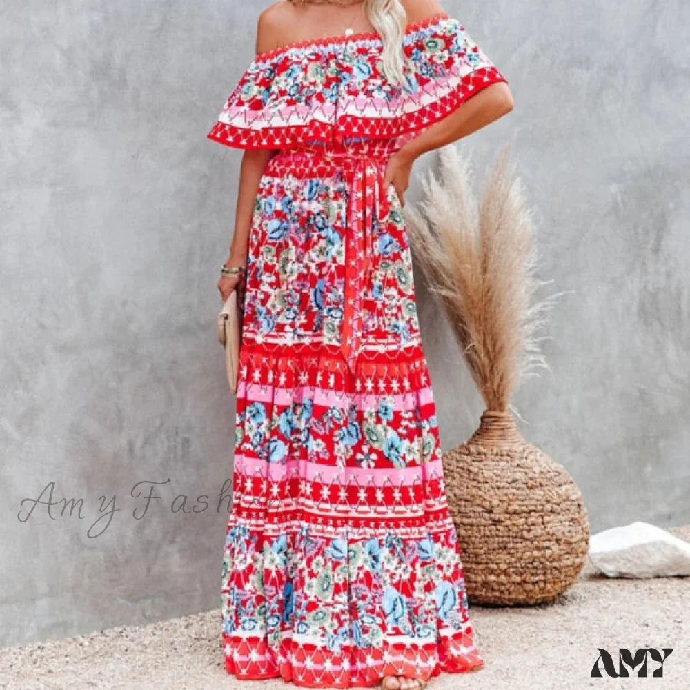 Amy Fashion - Long Floral Print Casual Elegant Party Dresses - Image 4