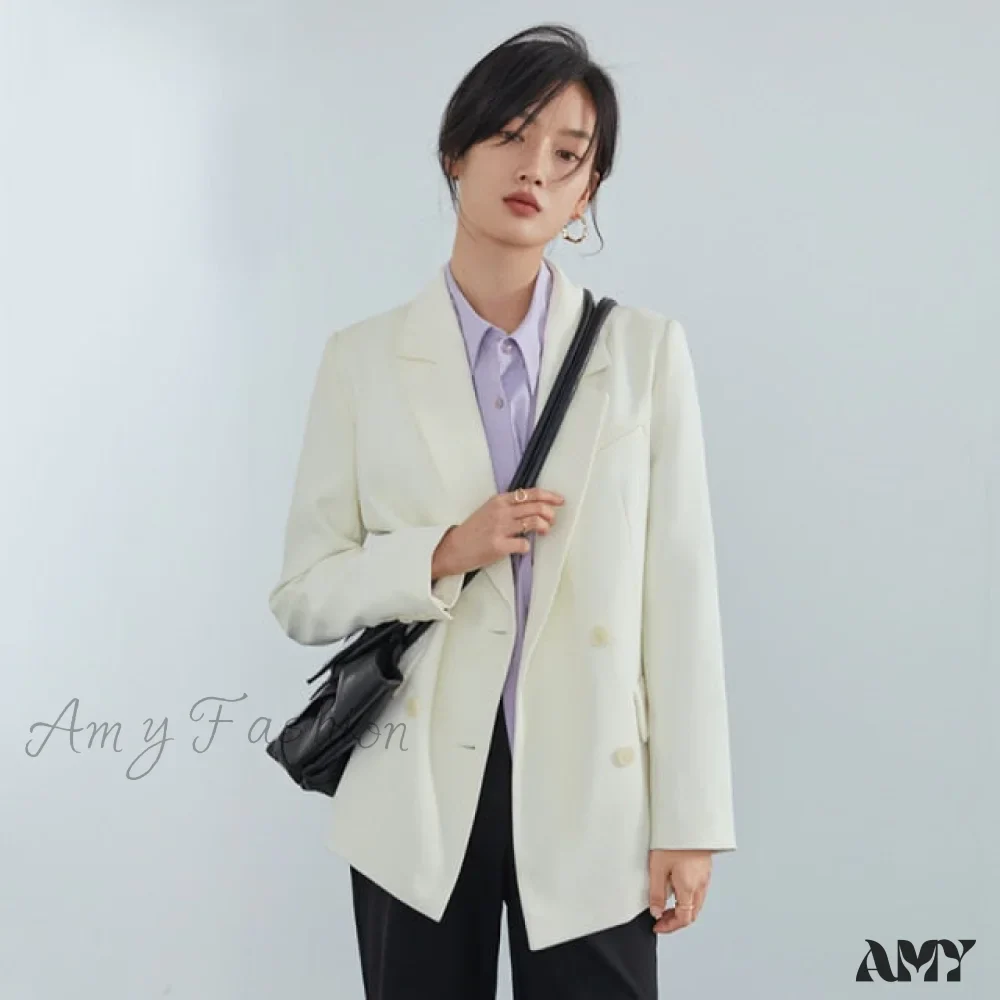 Amy Fashion - Office Ladies Casual White Blazer - Image 4