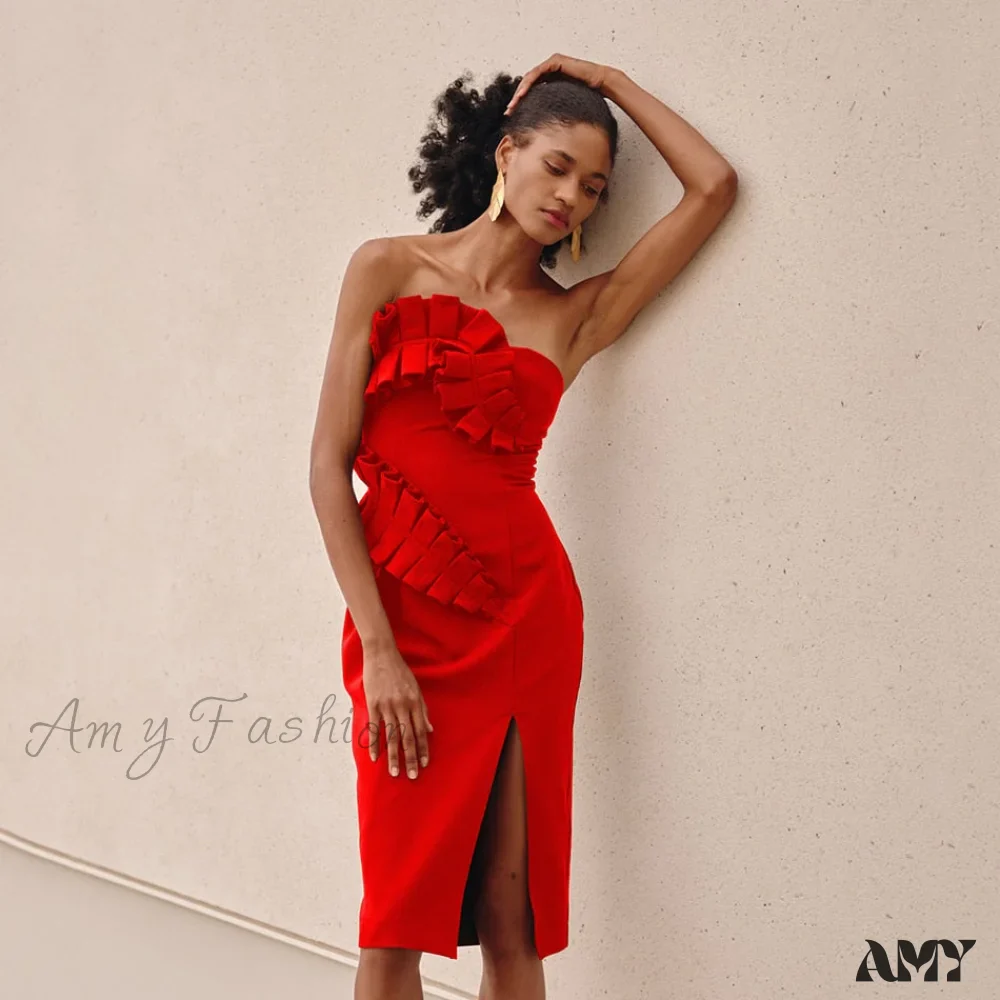 Amy Fashion - One-Shoulder Side Slits Exposed Legs Dress - Image 8