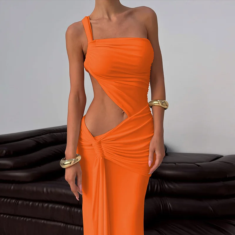 One Shoulder Sleeveless Bodycon Vacation Dress - Image 6
