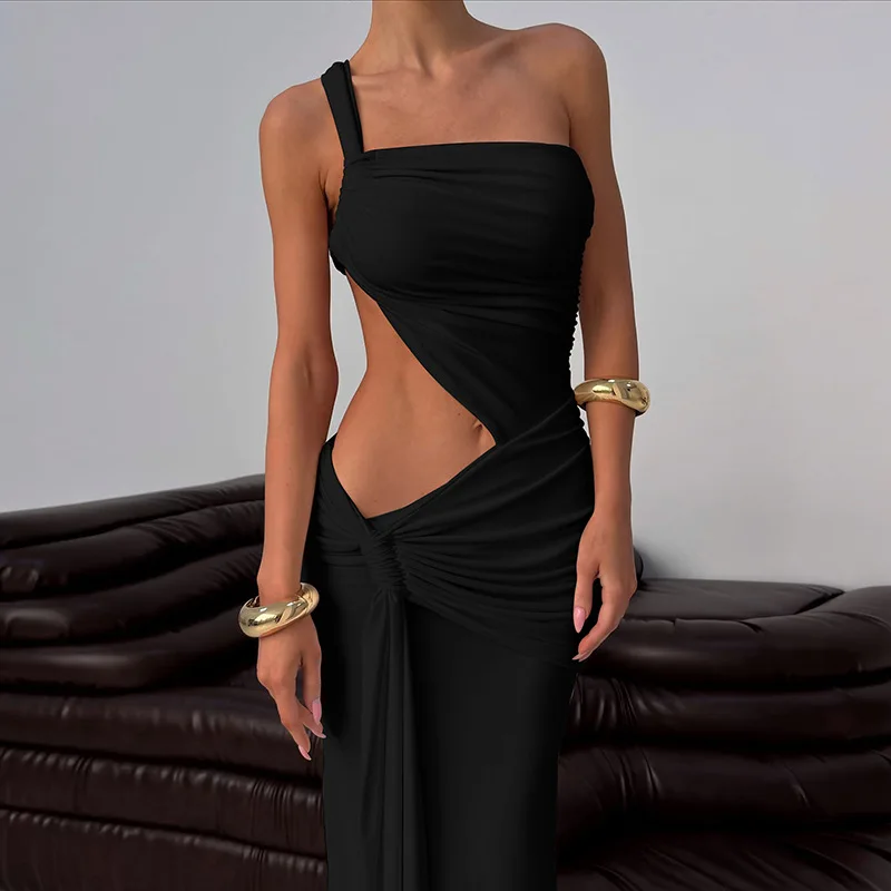 One Shoulder Sleeveless Bodycon Vacation Dress - Image 7