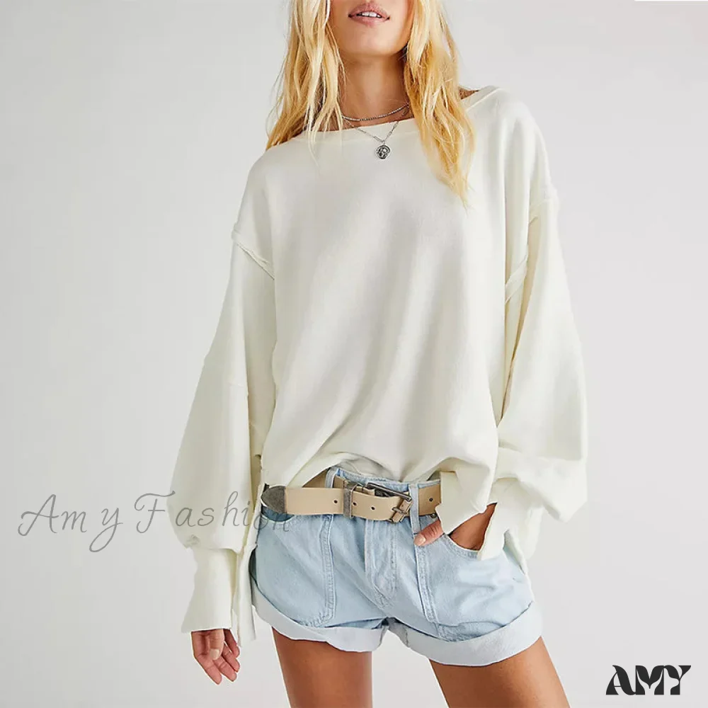 Amy Fashion - 100% Cotton Long Sleeve Pullover Sweatshirts - Image 3