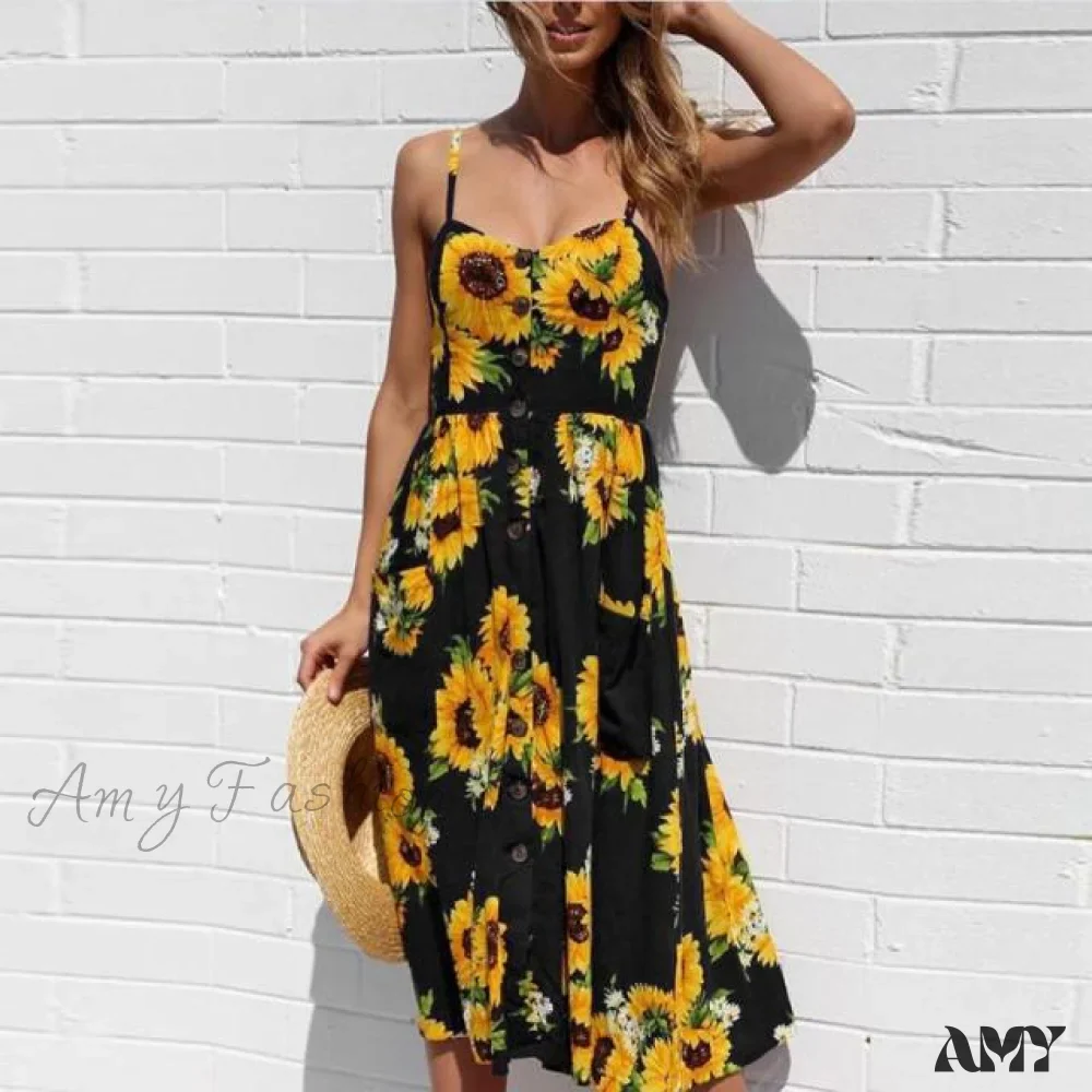 Amy Fashion - Casual Print Beach Dress - Image 10