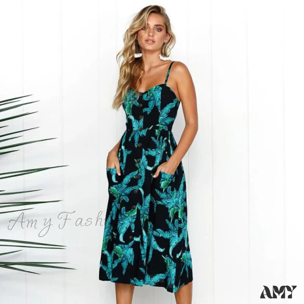Amy Fashion - Casual Print Beach Dress - Image 14