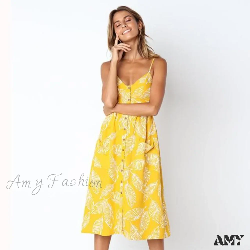 Amy Fashion - Casual Print Beach Dress - Image 6