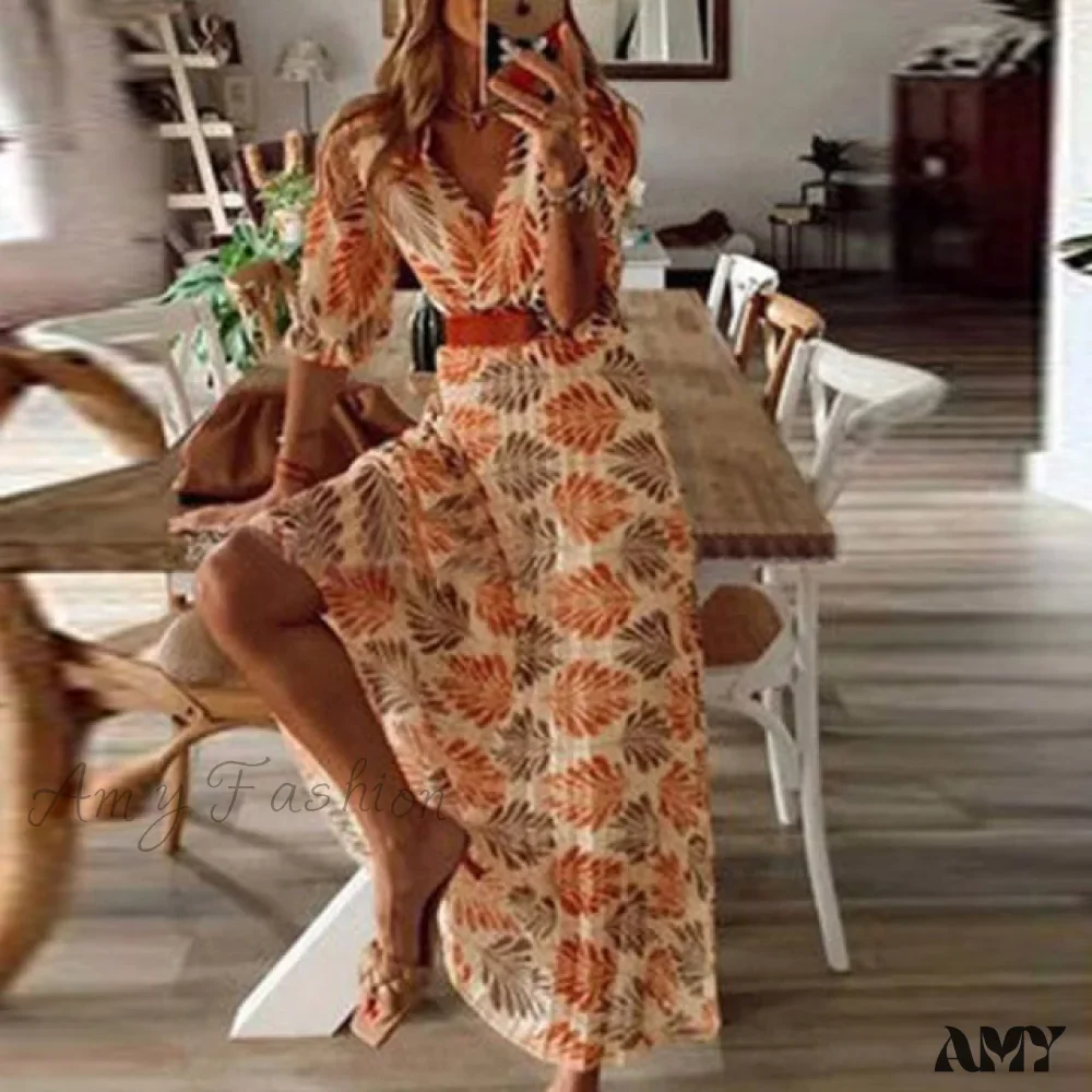 Amy Fashion - Print A-Line Boho Dress - Image 3