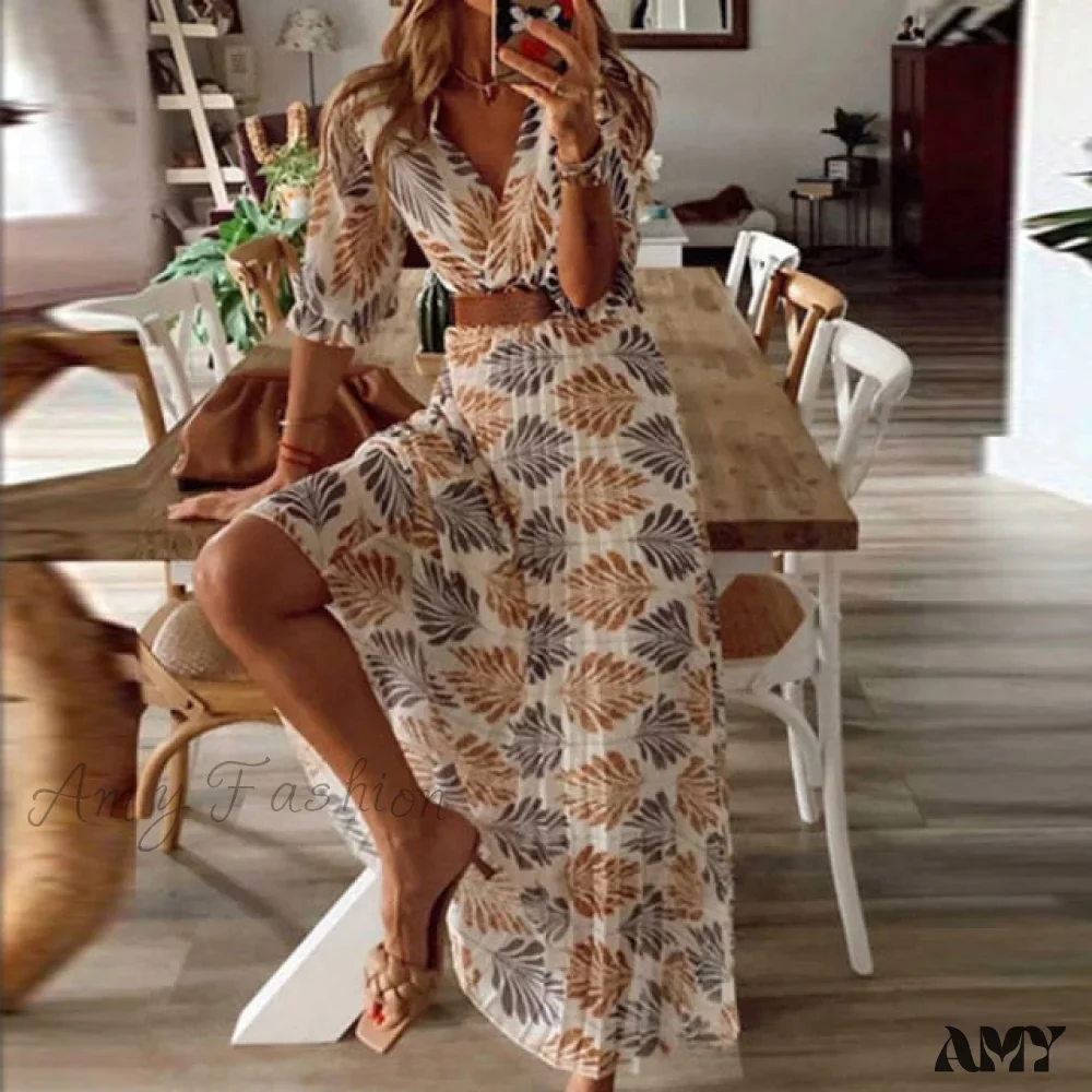 Amy Fashion - Print A-Line Boho Dress - Image 5