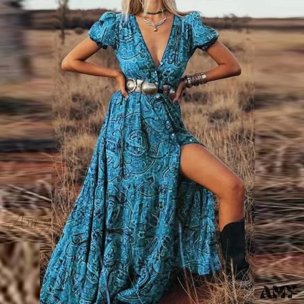 Amy Fashion - Print A-Line Boho Dress - Image 6
