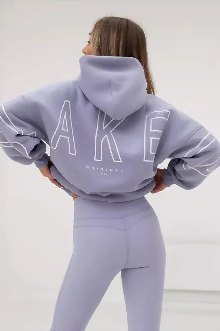 Printed Thick Loose Hoodie