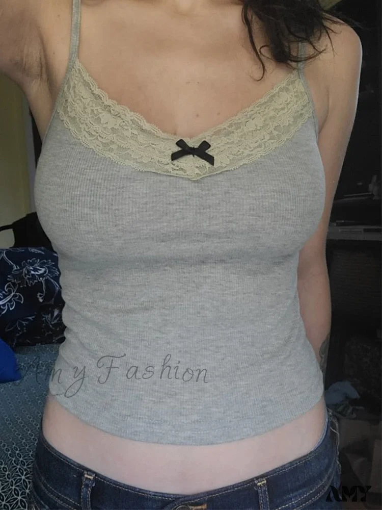 Amy Fashion - Y2k Bow Knitted Crop Top